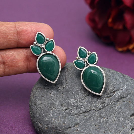 Green Color Oxidised Earrings (GSE2965GRN) - preyans.com