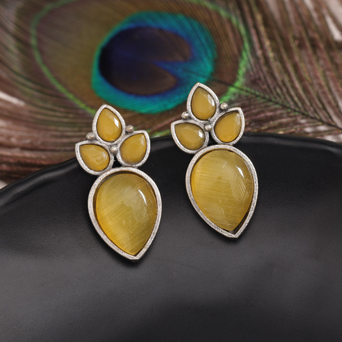 Yellow Color Oxidised Earrings (GSE2965YLW) - preyans.com