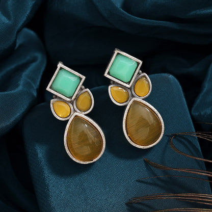 Yellow Color Oxidised Earrings (GSE2969YLW) - preyans.com