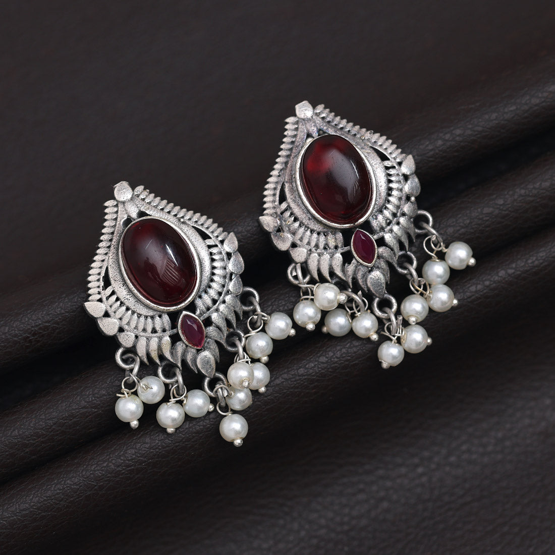 Maroon Color Oxidised Earrings (GSE2970MRN) - preyans.com