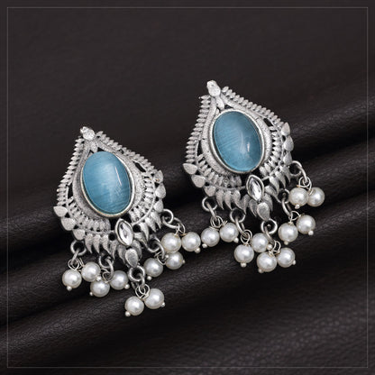 Sky Blue Color Oxidised Earrings (GSE2970SBLU) - preyans.com