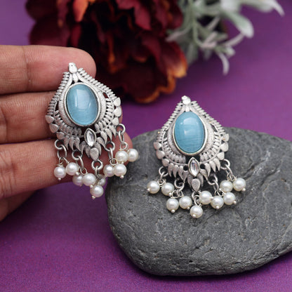 Sky Blue Color Oxidised Earrings (GSE2970SBLU) - preyans.com