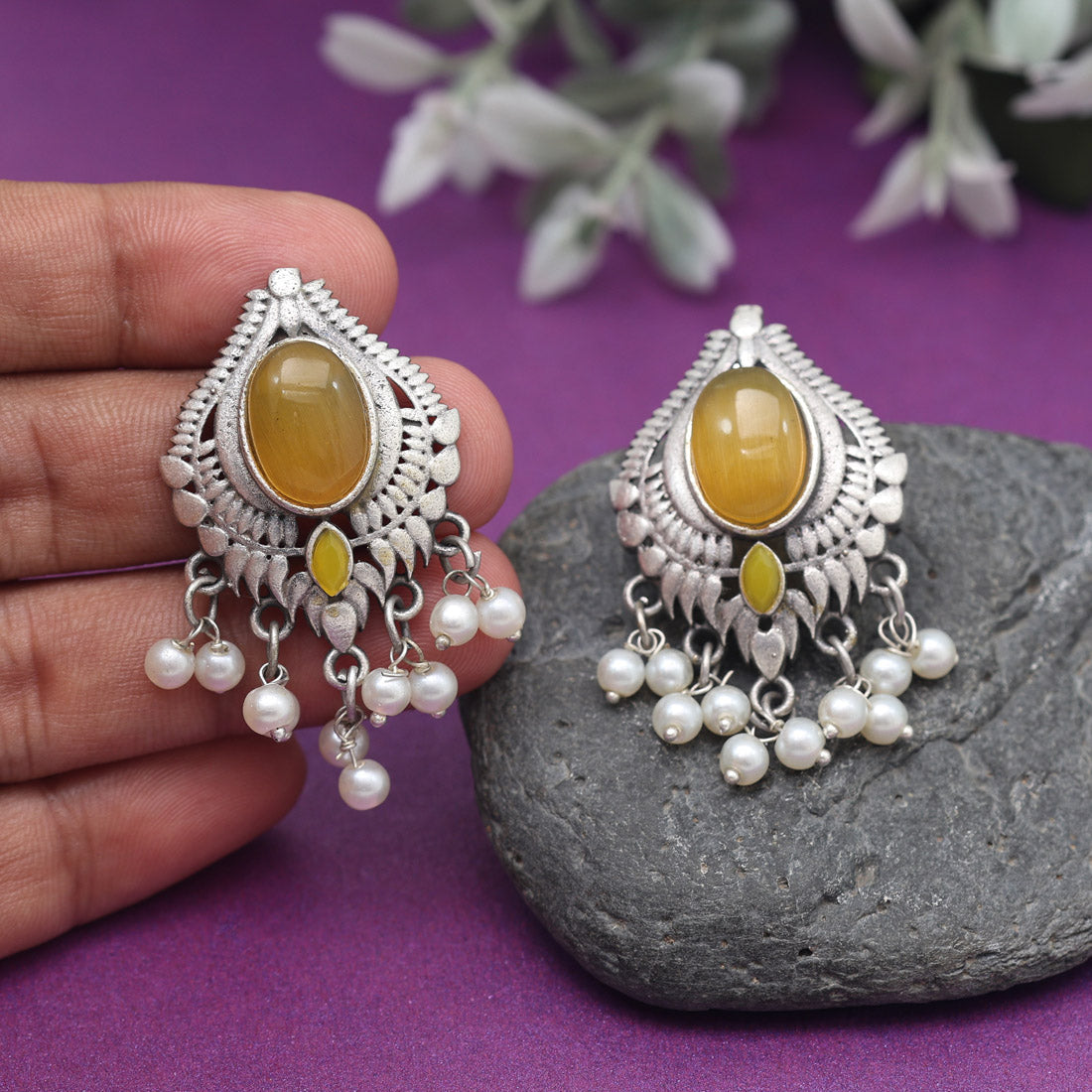 Yellow Color Oxidised Earrings (GSE2970YLW) - preyans.com