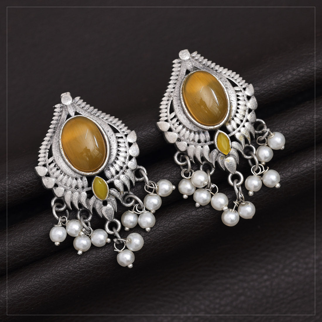 Yellow Color Oxidised Earrings (GSE2970YLW) - preyans.com