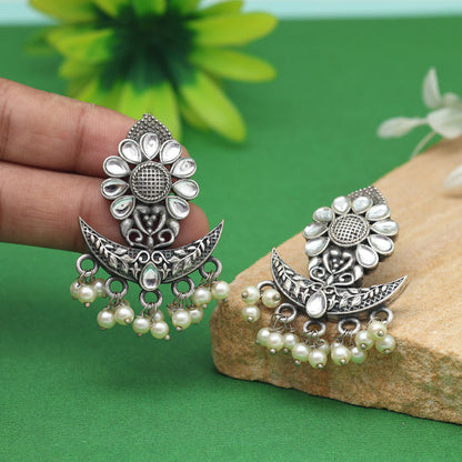 White Color Oxidised Earrings (GSE2971WHT) - preyans.com