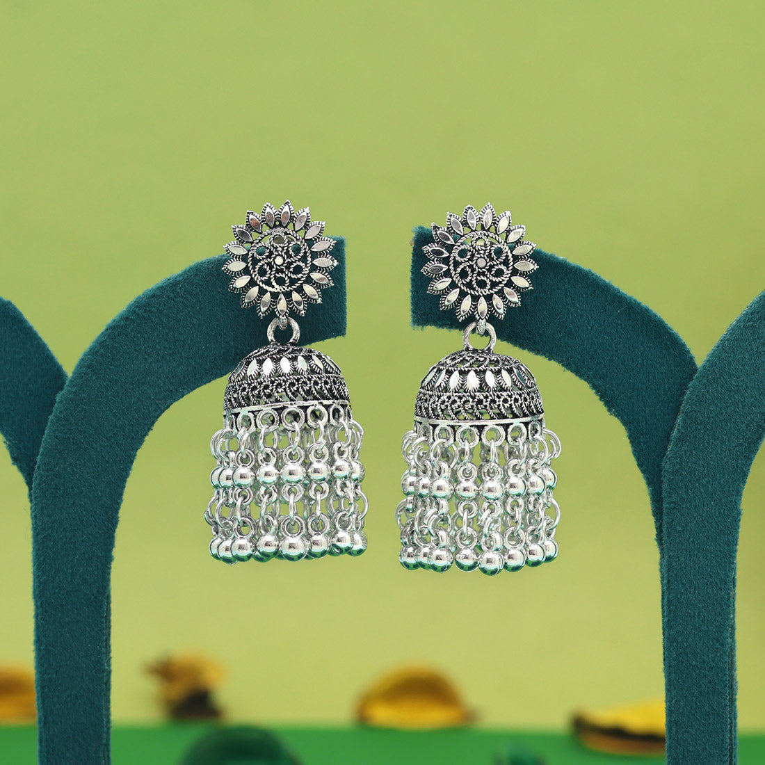 Silver Color Oxidised Earrings (GSE2973SLV) - preyans.com