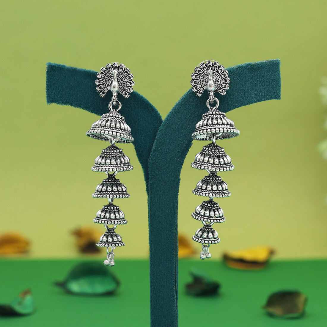 Silver Color Oxidised Earrings (GSE2974SLV) - preyans.com