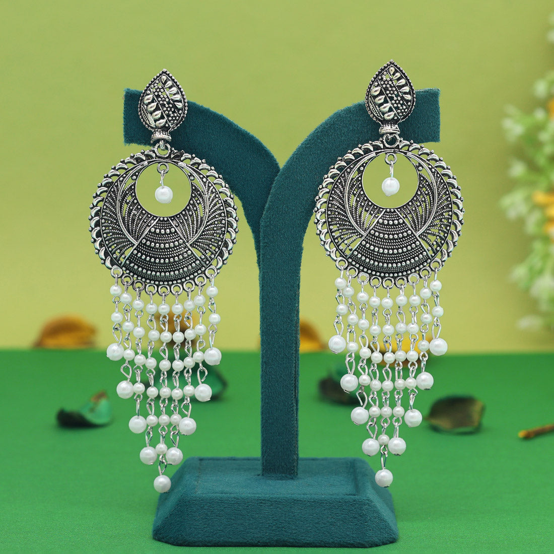 Silver Color Oxidised Earrings (GSE2978SLV) - preyans.com