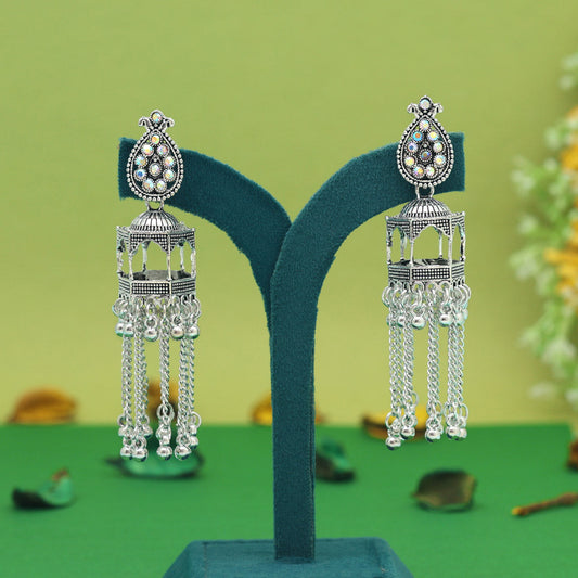 Silver Color Oxidised Earrings (GSE2979SLV) - preyans.com