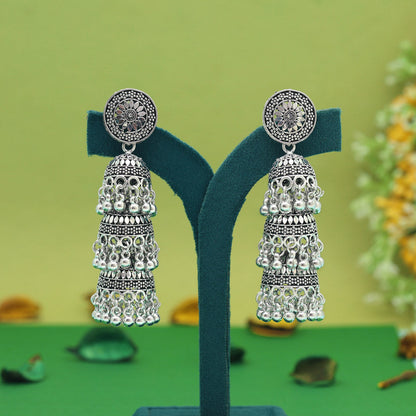 Silver Color Oxidised Earrings (GSE2989SLV) - preyans.com