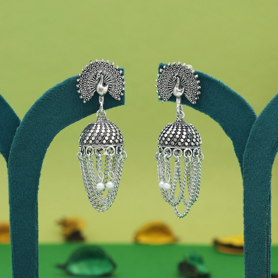 Silver Color Oxidised Earrings (GSE2990SLV) - preyans.com