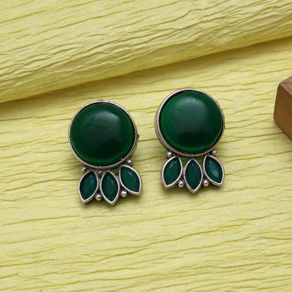 Green Color Oxidised Earrings (GSE2991GRN) - Preyans.com