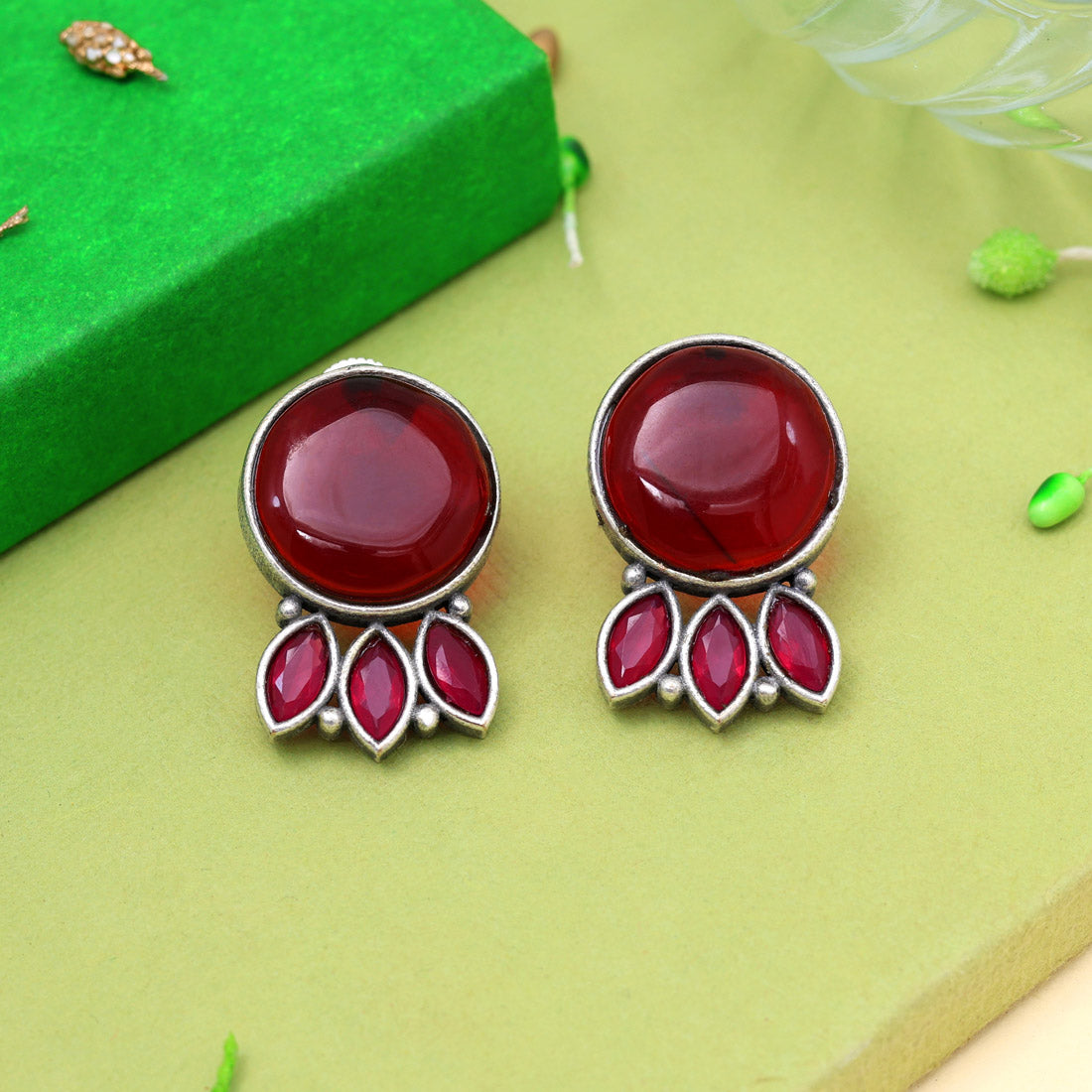 Maroon Color Oxidised Earrings (GSE2991MRN) - Preyans.com