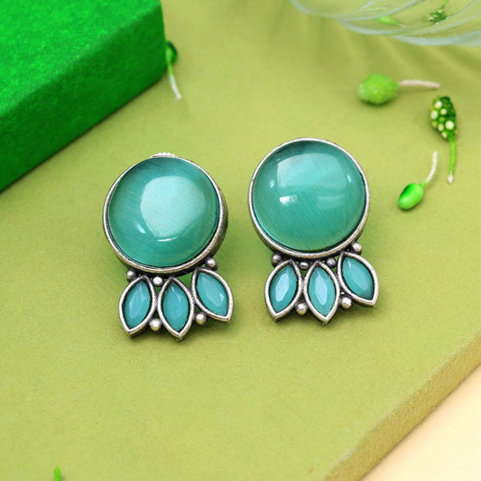 Pista Green Color Oxidised Earrings (GSE2991PGRN) - Preyans.com