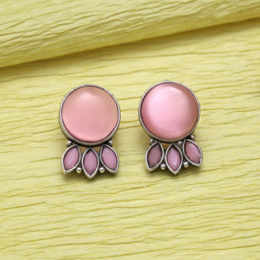 Pink Color Oxidised Earrings (GSE2991PNK) - Preyans.com