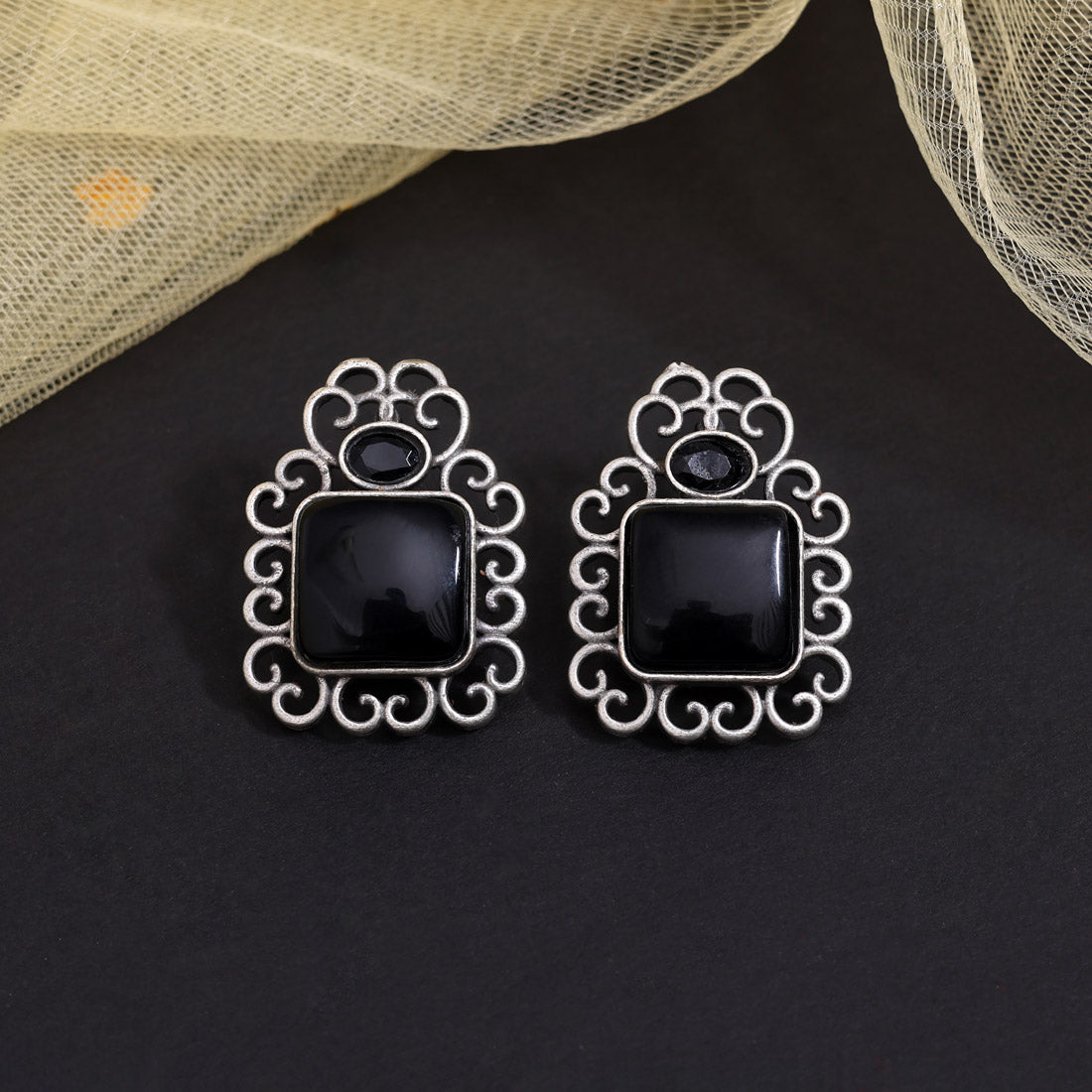 Black Color Oxidised Earrings (GSE2992BLK) - Preyans.com