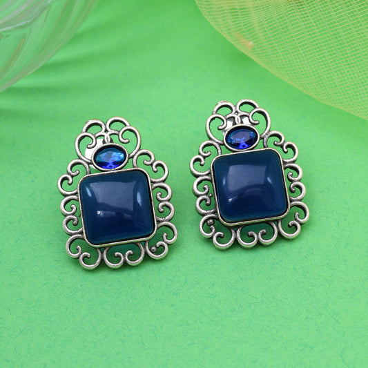 Blue Color Oxidised Earrings (GSE2992BLU) - Preyans.com