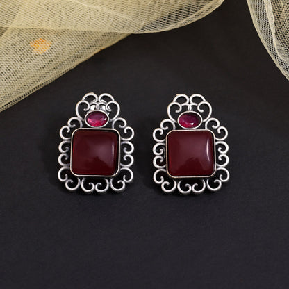 Maroon Color Oxidised Earrings (GSE2992MRN) - Preyans.com