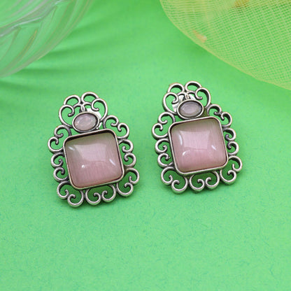 Pink Color Oxidised Earrings (GSE2992PNK) - Preyans.com