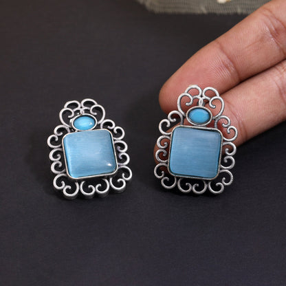 Sky Blue Color Oxidised Earrings (GSE2992SBLU) - Preyans.com