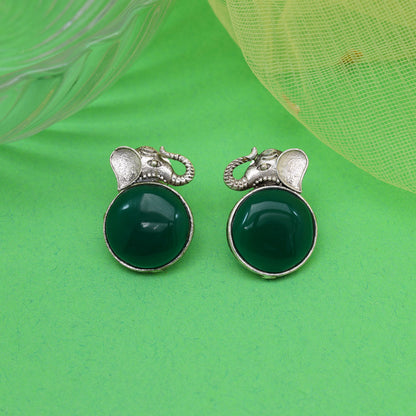 Green Color Oxidised Earrings (GSE2993GRN) - Preyans.com