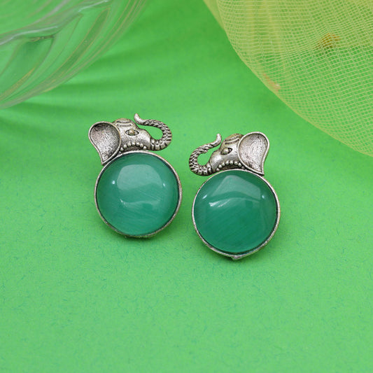 Pista Green Color Oxidised Earrings (GSE2993PGRN) - Preyans.com