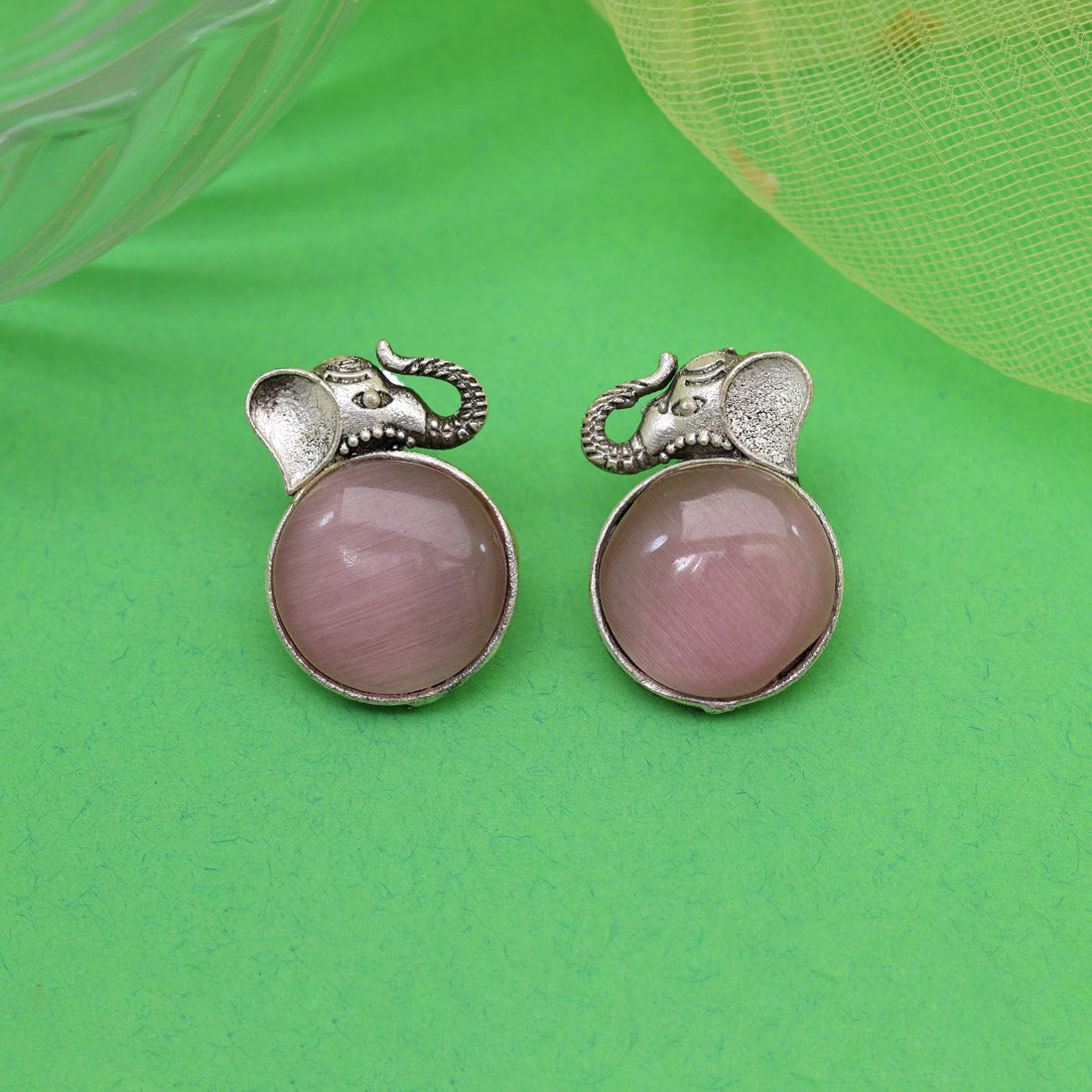 Pink Color Oxidised Earrings (GSE2993PNK) - Preyans.com