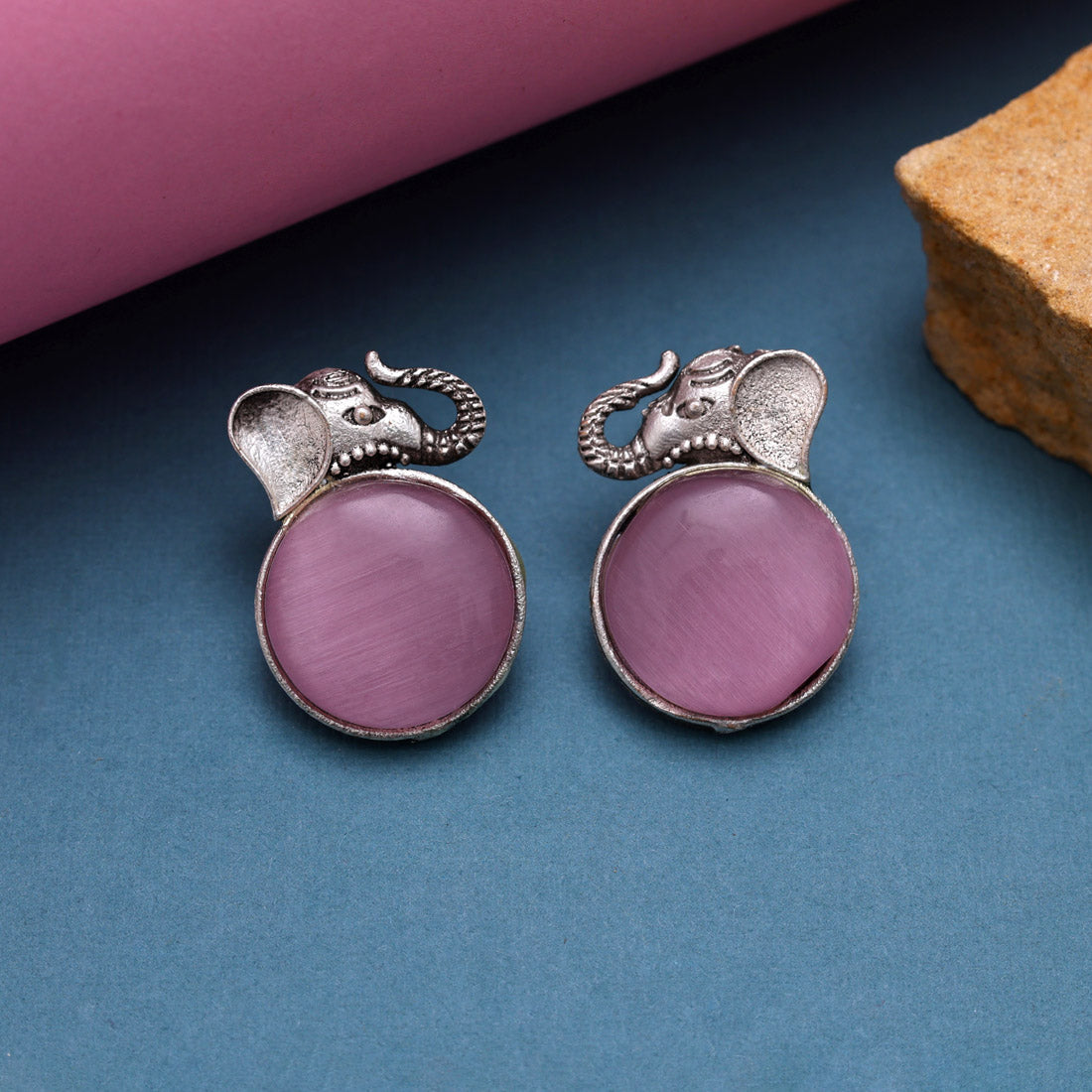 Pink Color Oxidised Earrings (GSE2993PNK) - Preyans.com