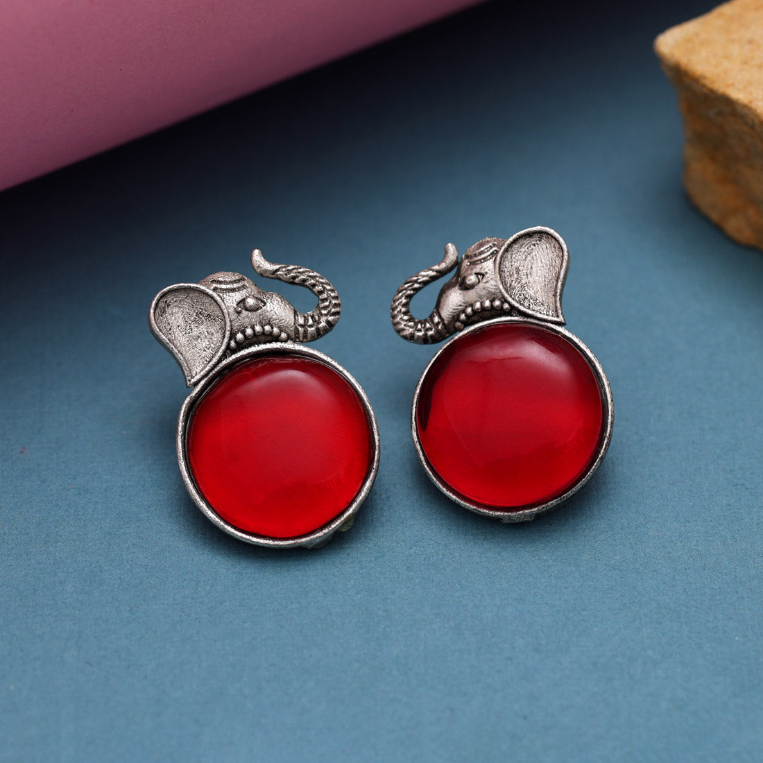 Red Color Oxidised Earrings (GSE2993RED) - Preyans.com