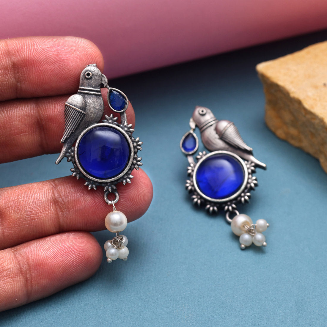 Blue Color Oxidised Earrings (GSE2994BLU) - Preyans.com