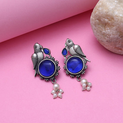 Blue Color Oxidised Earrings (GSE2994BLU) - Preyans.com