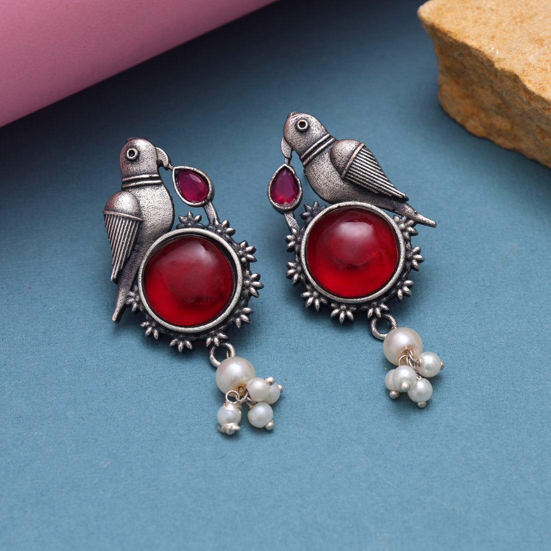 Maroon Color Oxidised Earrings (GSE2994MRN) - Preyans.com