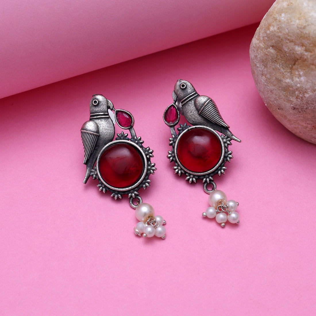 Maroon Color Oxidised Earrings (GSE2994MRN) - Preyans.com