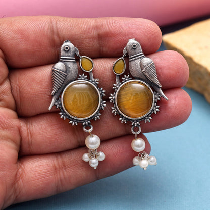 Mustard Yellow Color Oxidised Earrings (GSE2994MYLW) - Preyans.com