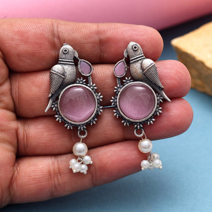 Pink Color Oxidised Earrings (GSE2994PNK) - Preyans.com