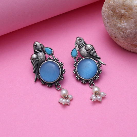 Sky Blue Color Oxidised Earrings (GSE2994SBLU) - Preyans.com