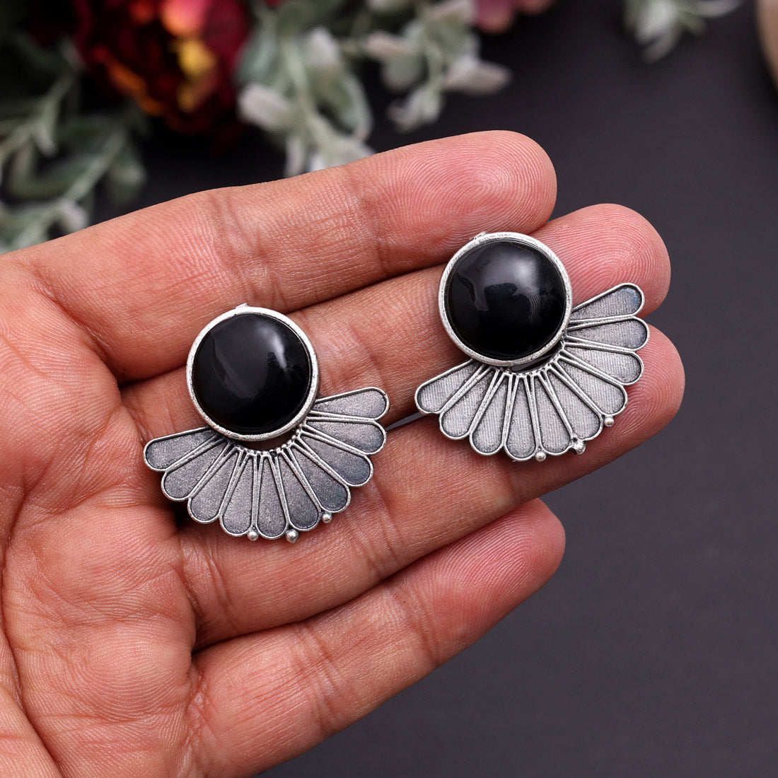 Black Color Oxidised Earrings (GSE2995BLK) - Preyans.com