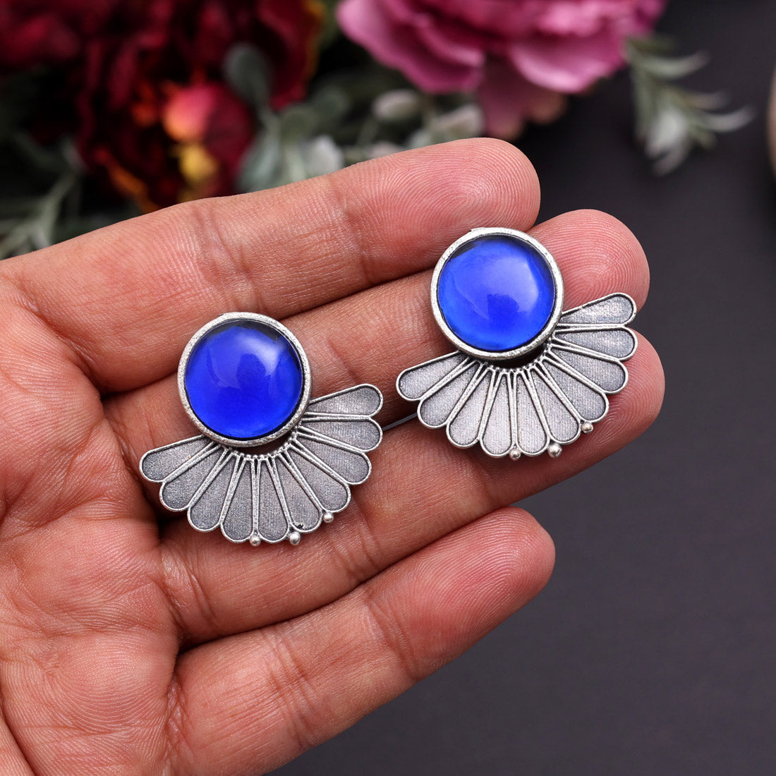 Blue Color Oxidised Earrings (GSE2995BLU) - Preyans.com