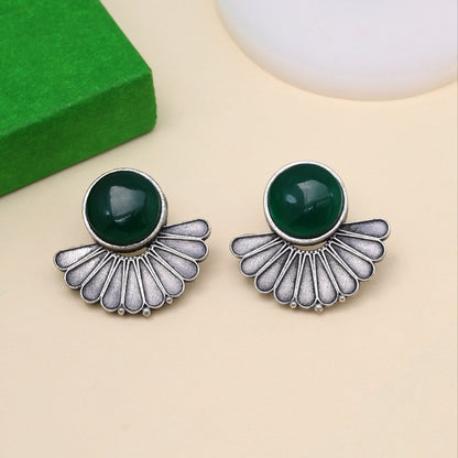 Green Color Oxidised Earrings (GSE2995GRN) - Preyans.com