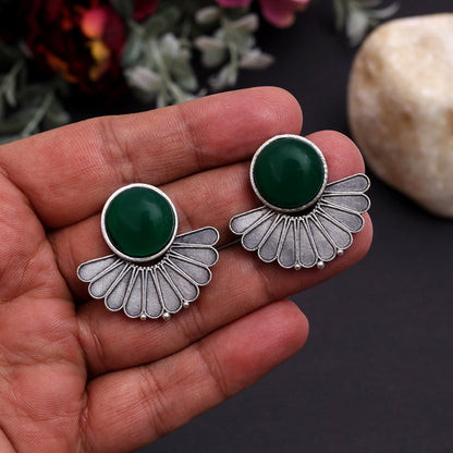 Green Color Oxidised Earrings (GSE2995GRN) - Preyans.com