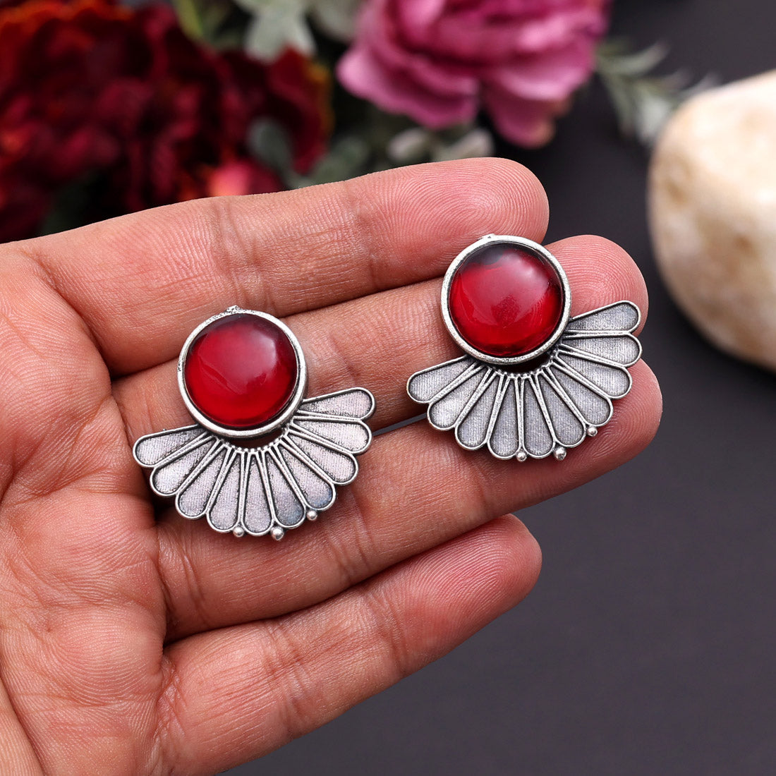 Maroon Color Oxidised Earrings (GSE2995MRN) - Preyans.com