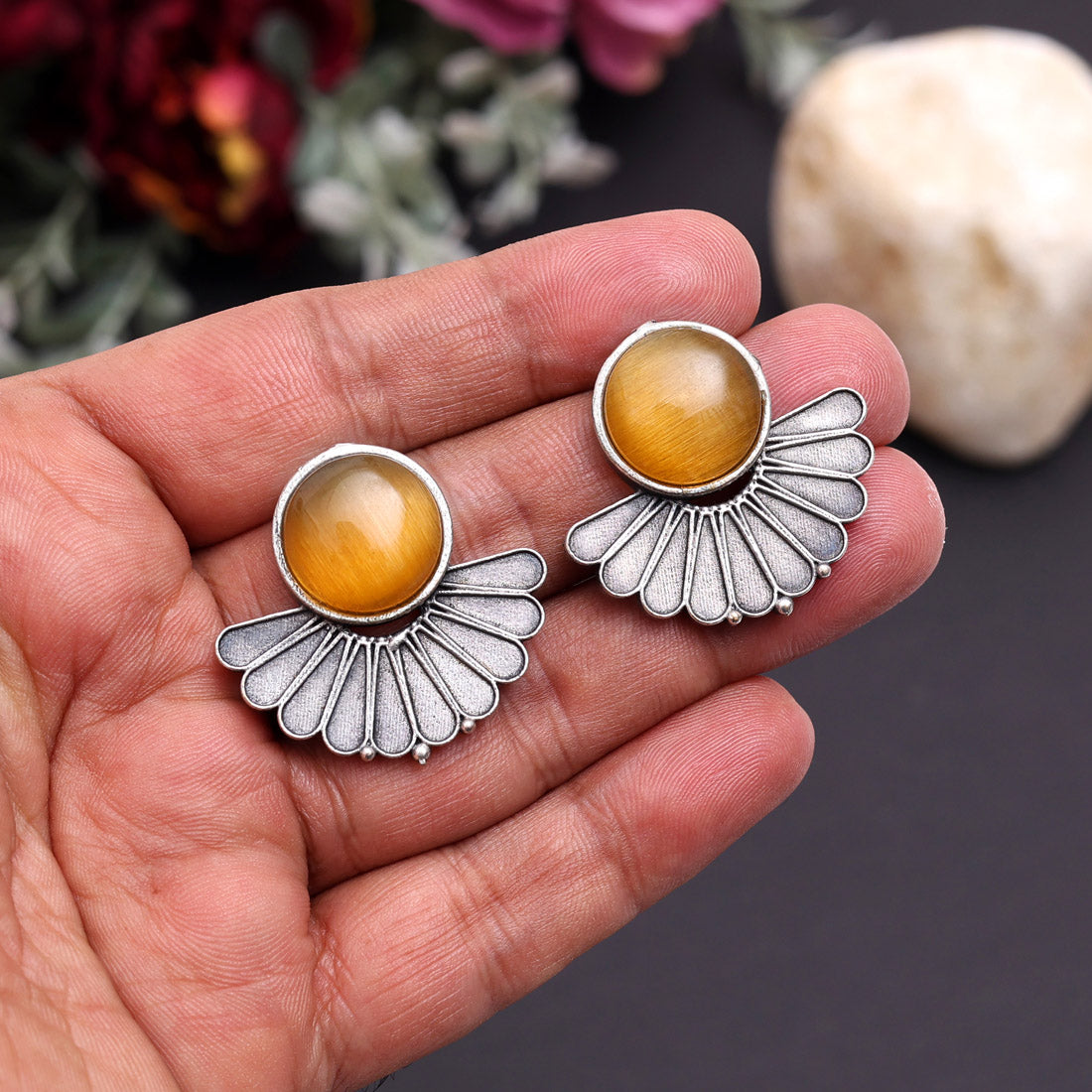 Mustard Yellow Color Oxidised Earrings (GSE2995MYLW) - Preyans.com