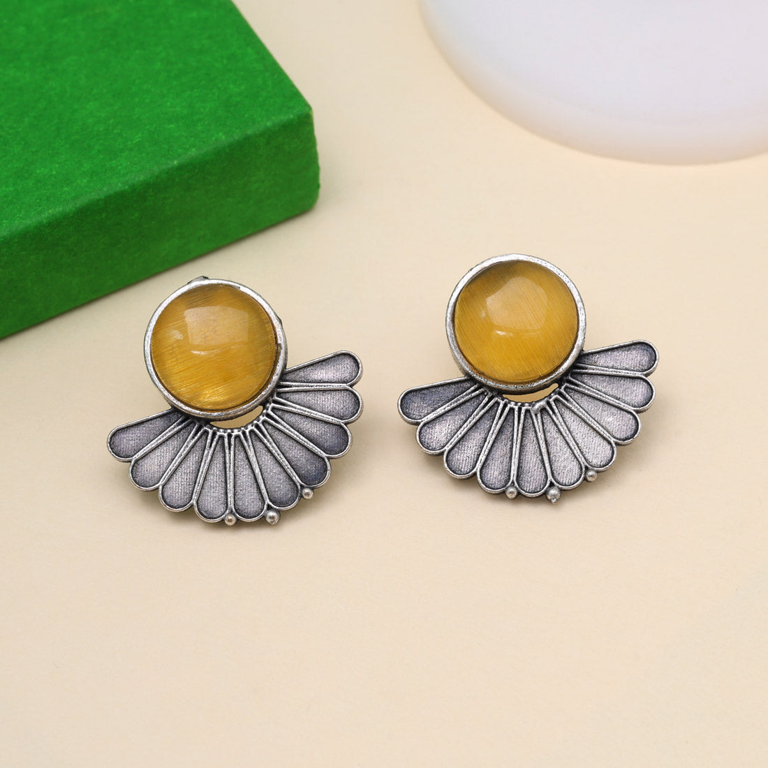 Mustard Yellow Color Oxidised Earrings (GSE2995MYLW) - Preyans.com