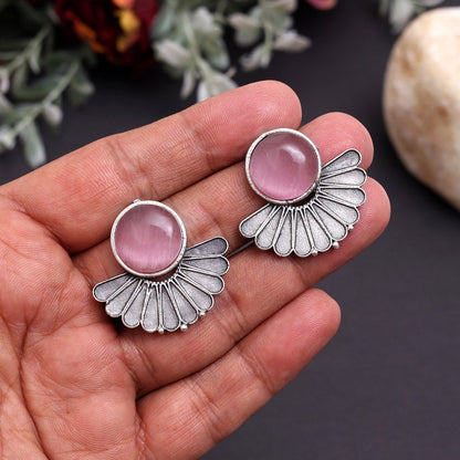 Pink Color Oxidised Earrings (GSE2995PNK) - Preyans.com