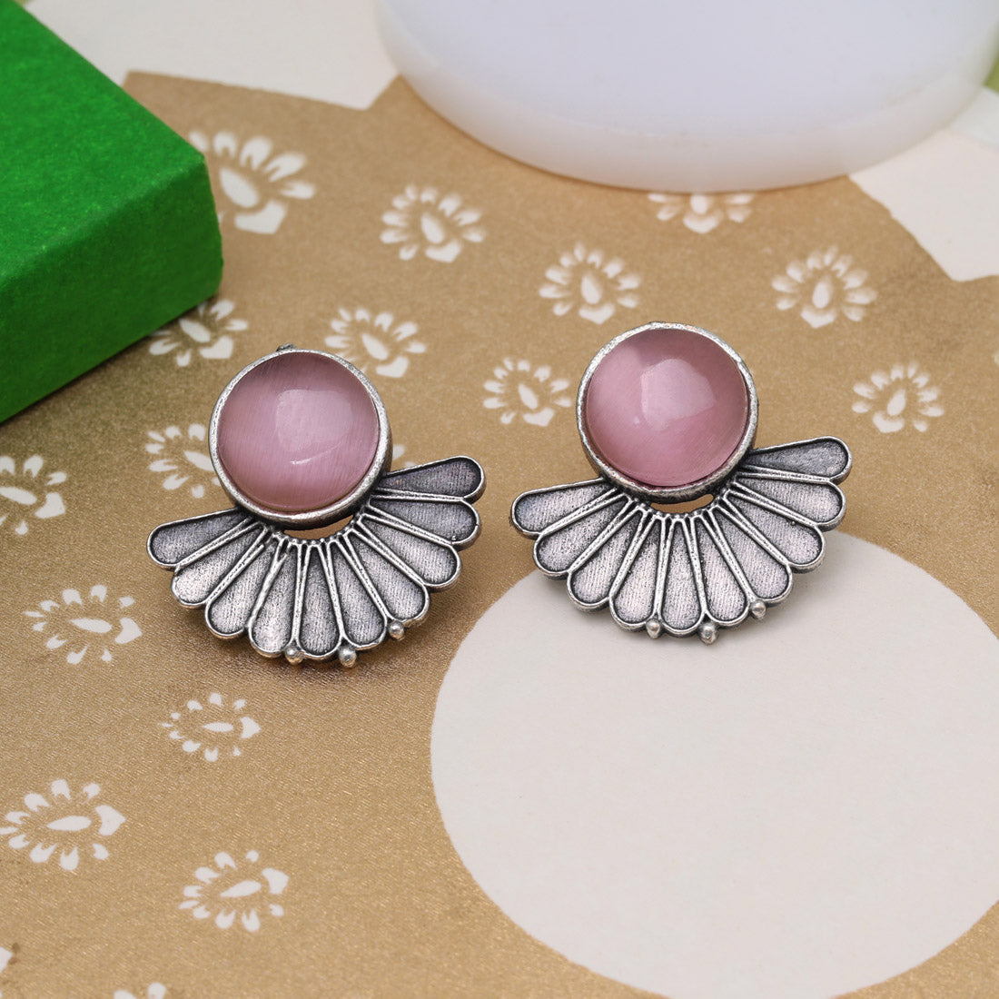 Pink Color Oxidised Earrings (GSE2995PNK) - Preyans.com