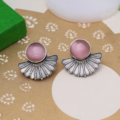 Pink Color Oxidised Earrings (GSE2995PNK) - Preyans.com