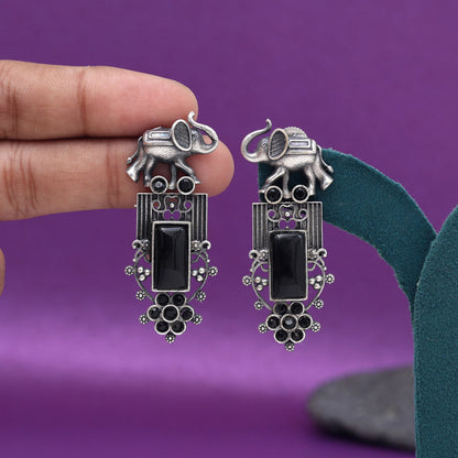 Black Color Oxidised Earrings (GSE2996BLK) - Preyans.com