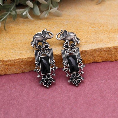 Black Color Oxidised Earrings (GSE2996BLK) - Preyans.com