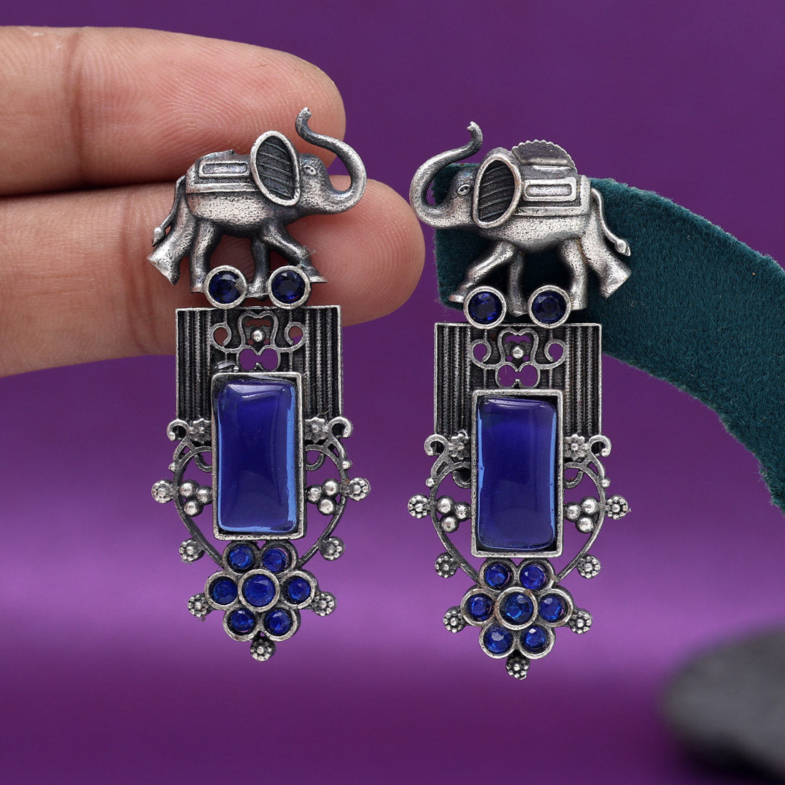 Blue Color Oxidised Earrings (GSE2996BLU) - Preyans.com