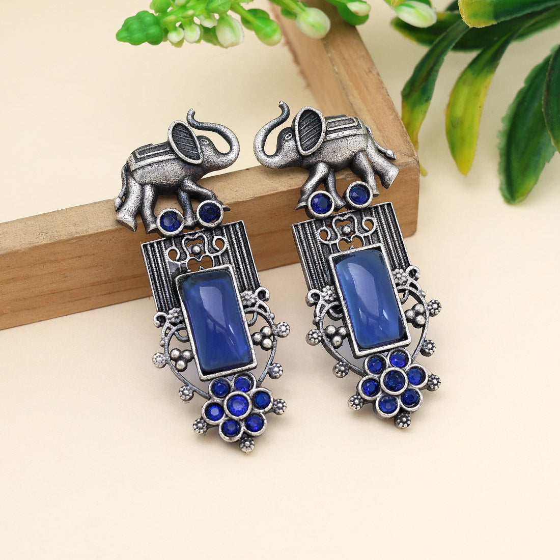 Blue Color Oxidised Earrings (GSE2996BLU) - Preyans.com